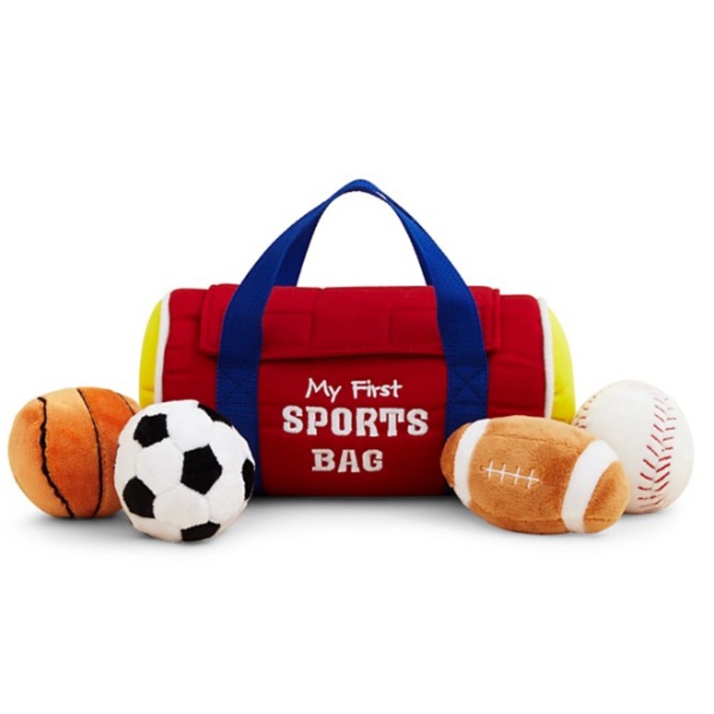 Gund My First Sports Bag Plush Toy Set Red Blue Soft Balls
